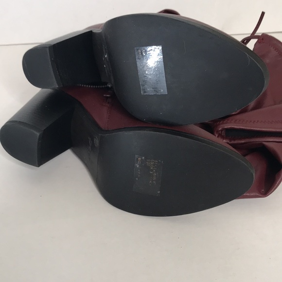 NEW Plus Size Dark Red Thigh High Boots SZ 10 Faux leather Over the knee Forever - Picture 7 of 8